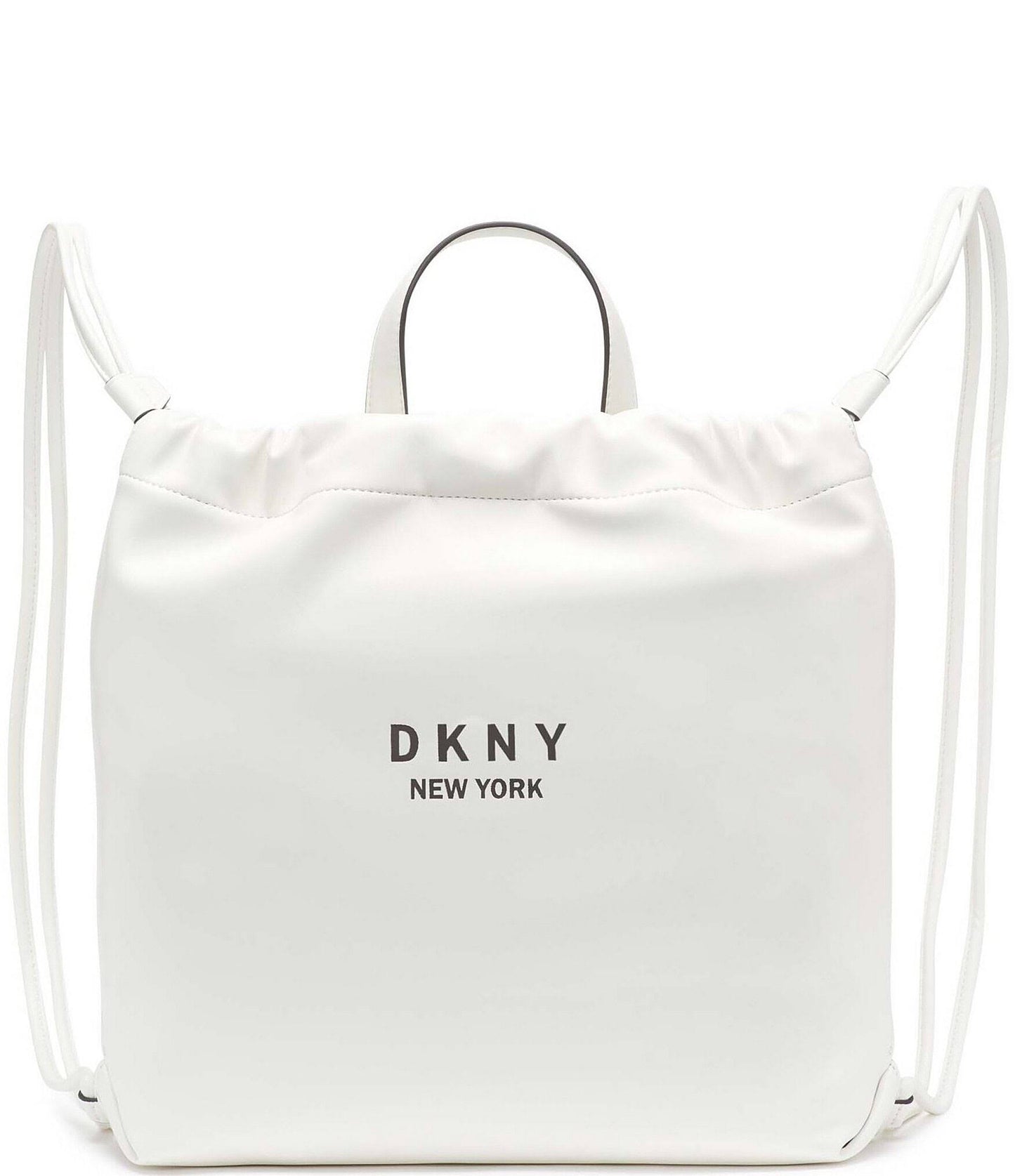 Dkny Alex Signature Drawstring Logo Backpack - White/Black HRX2_Q2DMG31