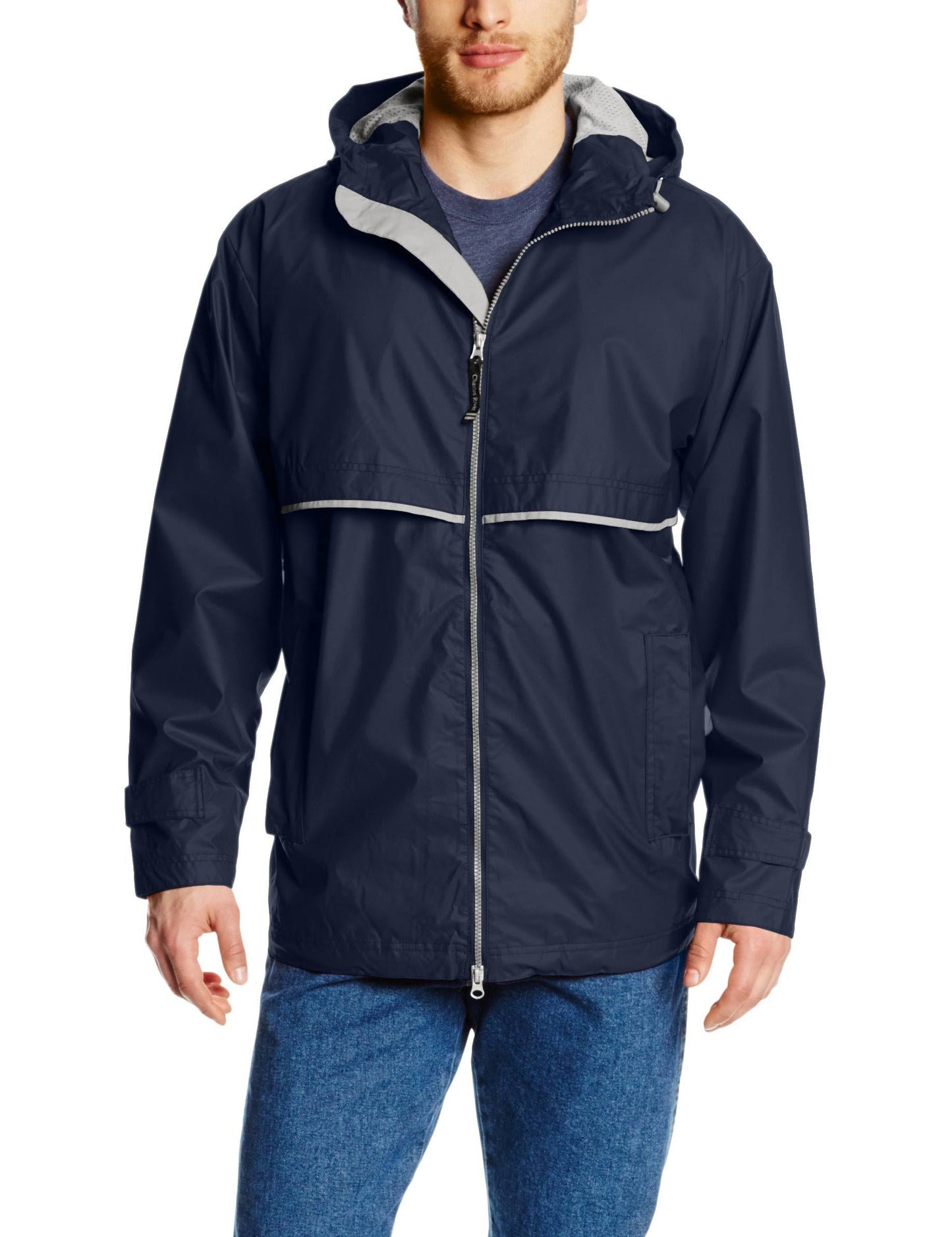 Charles River Apparel Mens New Englander Rain Jacket True Navy / Grey 3XL WQH4_Z1LWT76