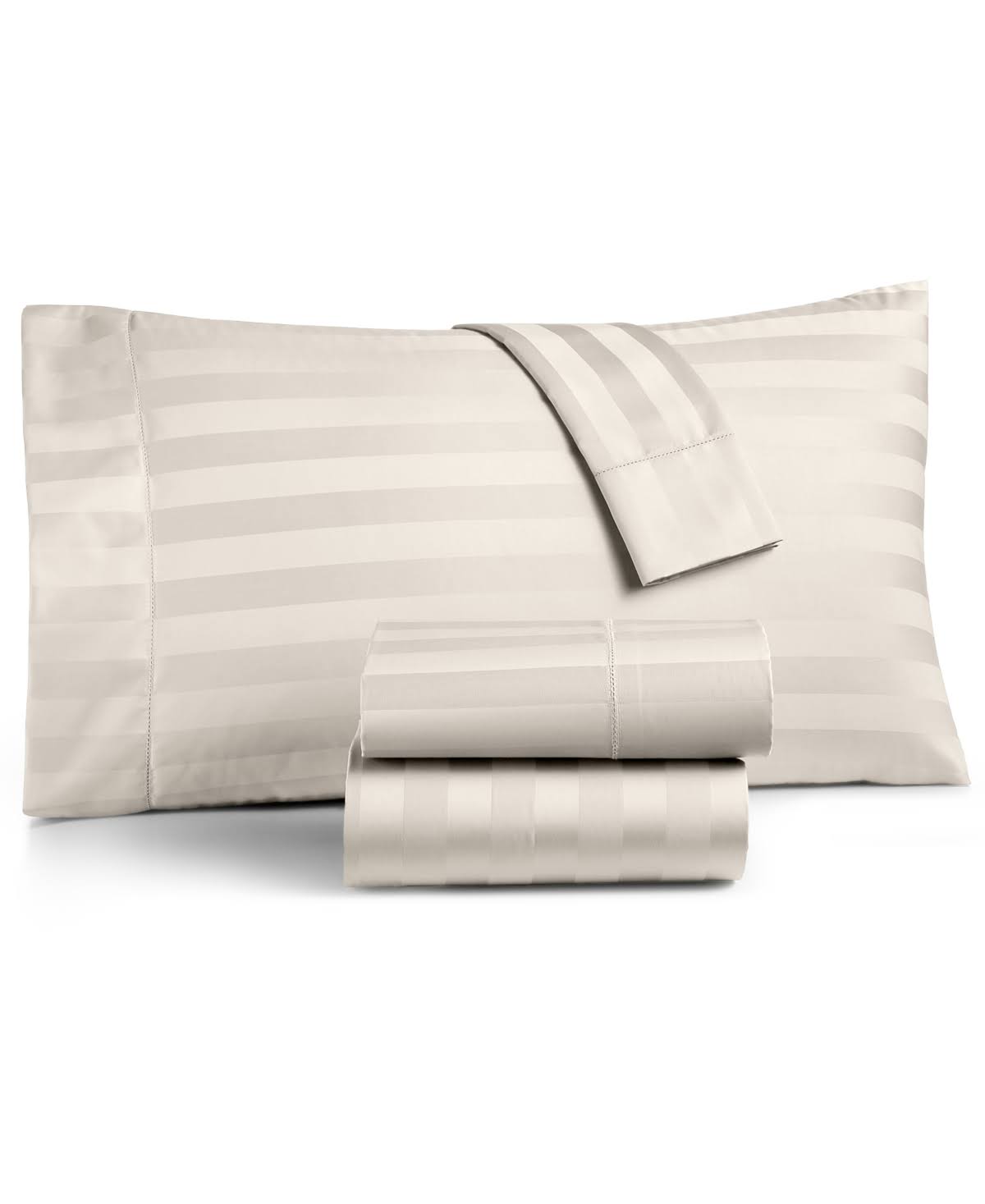 Charter Club Damask 1.5x22 Stripe 100% Supima Cotton 550 Thread Count Fitted Sheet, Twin, Created for Macy&s - Neo Natural BKH9_G7HJH30