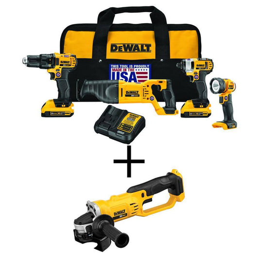 DeWalt 20-Volt Max Cordless Combo Kit (4-Tool) with (2) 20-Volt 2.0Ah Batteries 4-1/2 in. Grinder QHX9_M3SCB70