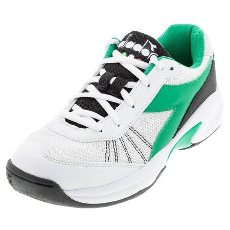 Diadora Juniors` S Challenge 3 Tennis Shoes White and Holly Green ( 1 White and Holly Green ) JCX0_X3OTQ64