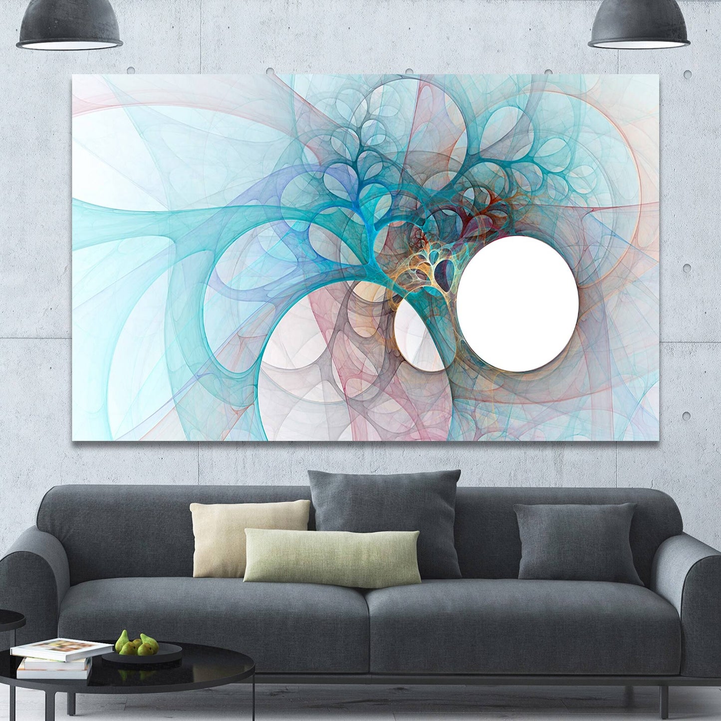 Designart &Fractal Angel Wings in Light Blue& Abstract Wall Art Canvas - 40 in. Wide x 30 in. High ECJ9_R7HXA52