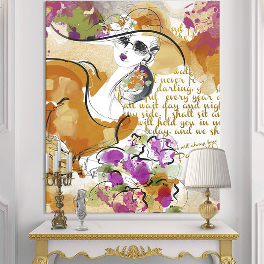 Designart Spring Time in Paris Fashion Gallery-Wrapped Canvas - 30 in. Wide x 40 in. High MCC4_A0VAM22