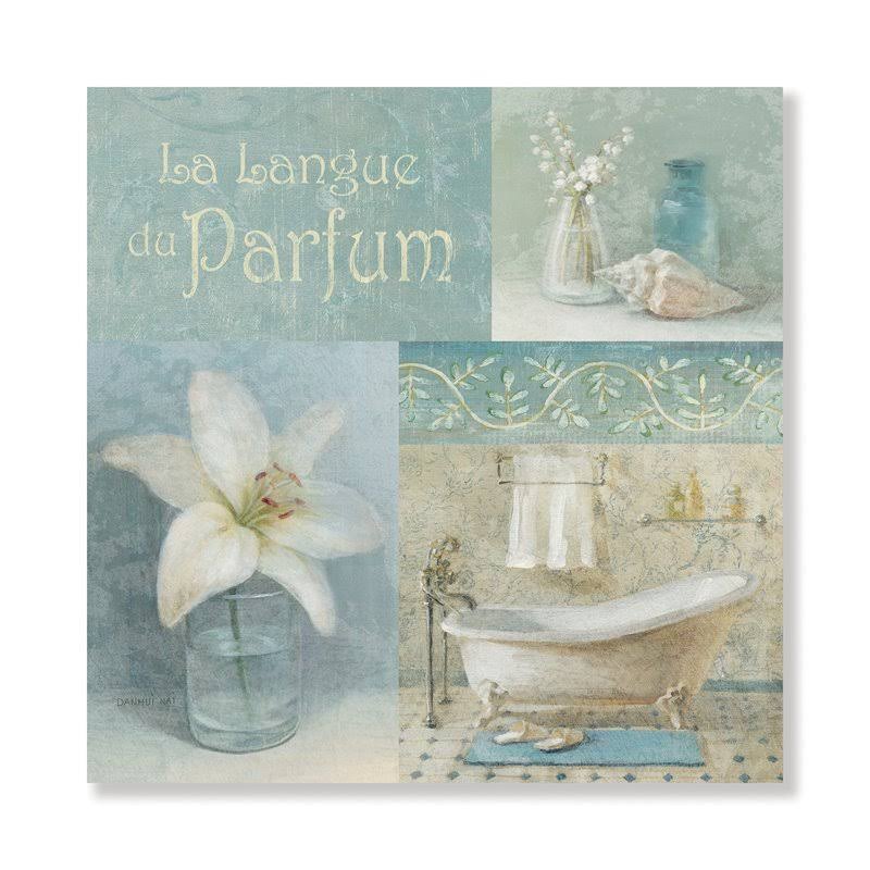 Designart 30x22 x 30x22 Lily Parfum Bath Story Fabric Canvas Wall Art in Blue - PT30655-30-30 IKD3_I7TRO21