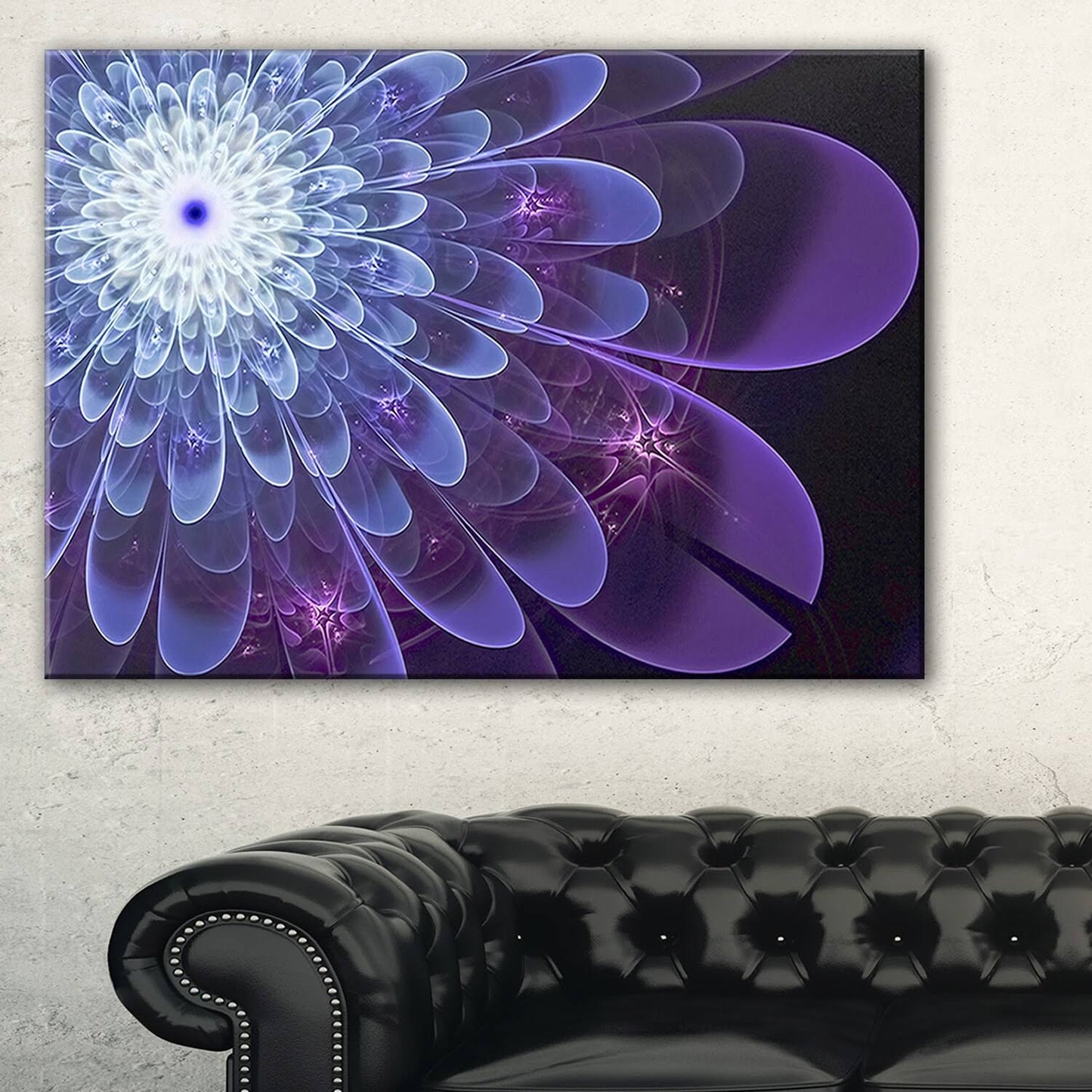 Design Art Purple Fractal Flower Petals Close-up - Floral Canvas Artwork Print, 40 in. Wide x 20 in. High UNY3_B9ZWF90