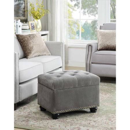 Charlton Home Bernadette Tufted Storage Ottoman Uphostery: Velvet Gray QZG1_B6OLF01