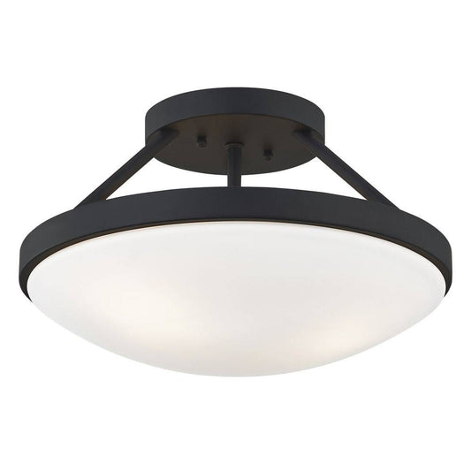 Design Classics Lighting 15-inch Matte Black Semi-Flush Light - Steel Ceiling Fixture - 8.875 in x 15 in 567-07 EUQ1_Z3QWL83