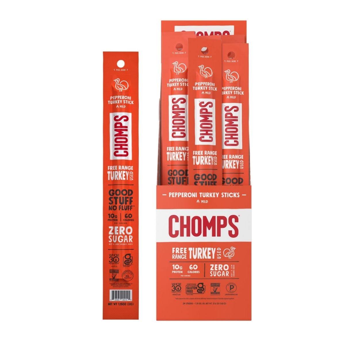 Chomps Turkey Sticks, Pepperoni, Mild - 1.15 oz NHV5_M8DJV59