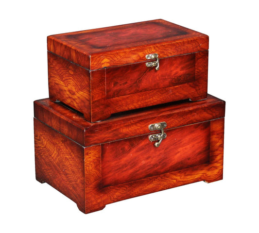 Cheung&s FP-2377-2 Wooden Rectangular Small Lined Decorative Boxes (Set of 2) RWZ1_X5MFS91