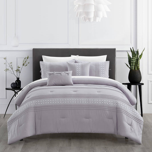 Chic Home Brice 9 Piece Comforter Set, King - Lilac RVF8_J5OXW56