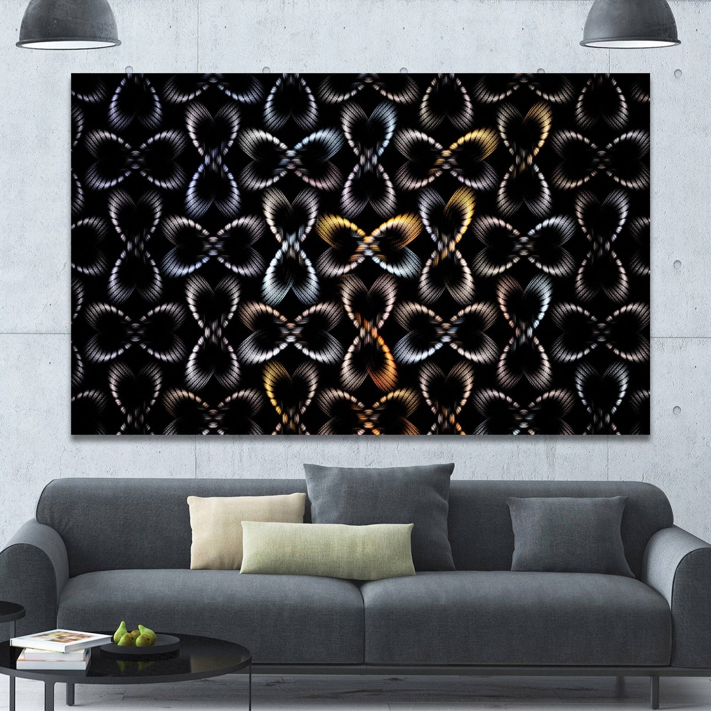 Designart &Yellow Pattern of Butterflies& Abstract Wall Art on Canvas - 32 in. Wide x 16 in. High DKO1_B1WXQ39