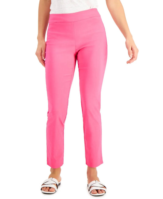 Charter Club Cambridge Skinny Pull-On Tummy-Control Pants, Created for Macy&s - Pink Lightening ASA3_A8OOD92