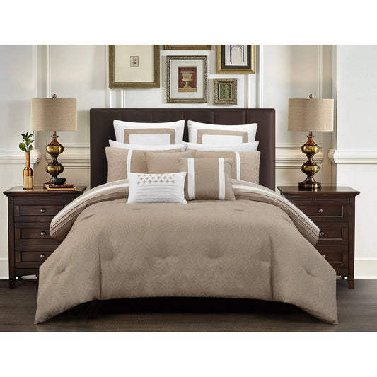 Chic Home Arlow 8 Piece Comforter Set, King - Beige YMS5_E0TKE88