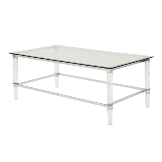 Christopher Knight Home Bayla Modern Tempered Glass Rectangular Coffee Table with Acrylic and Iron Accents, Clear AFJ9_N2VQJ62