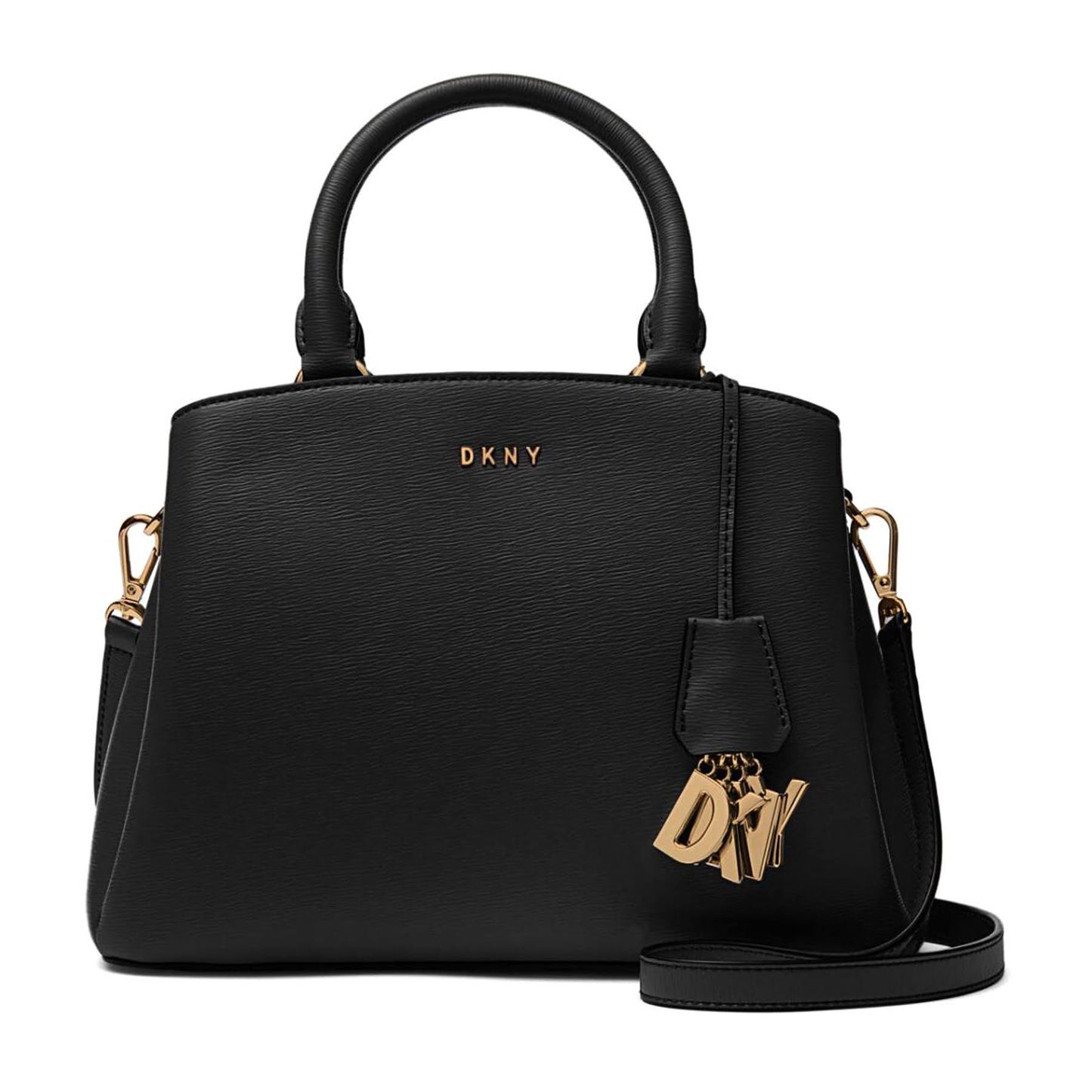 Dkny Leather Paige Medium Satchel - Black/Gold DIZ5_V8ODF89