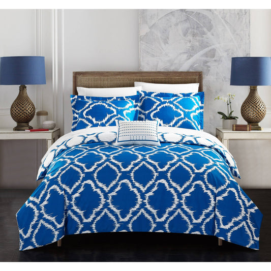 Chic Home Asya 4 Piece Reversible Duvet Cover Set, Queen Blue KSL1_S0NPC25