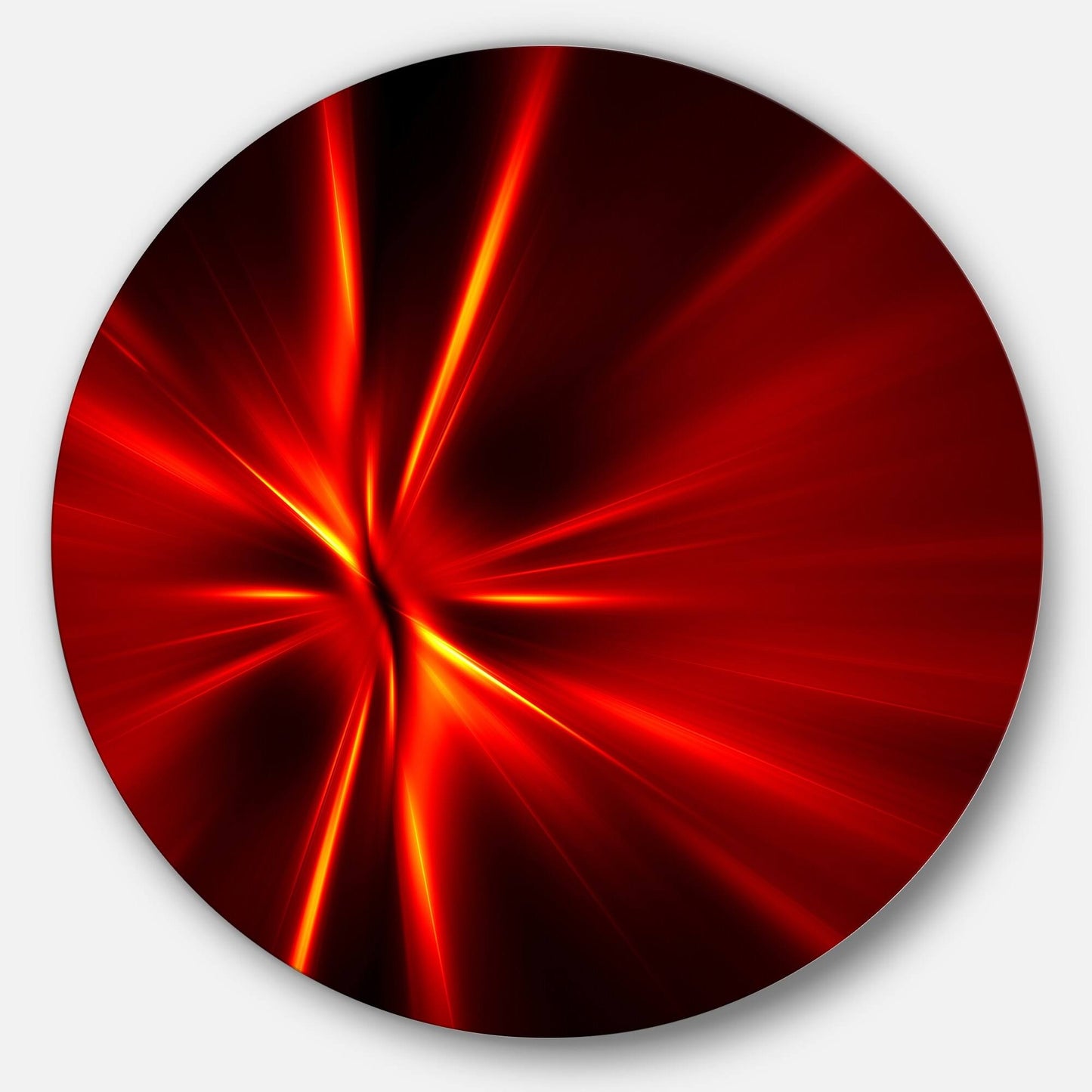 Designart &Red and Yellow Rays& Abstract Circle Metal Wall Art, Size: 29 inch x 29 inch UFE9_J1AUM68