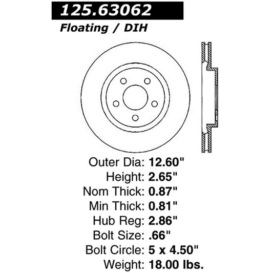 Centric Premium High Carbon Alloy Brake Rotor 125.63062 QQA6_I8TMY38