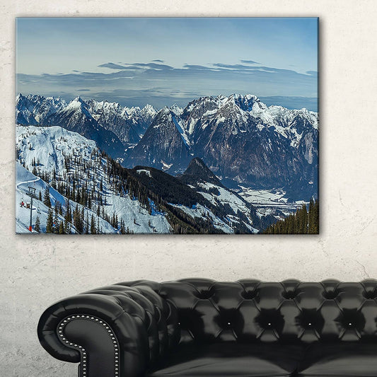 Design Art White Ski Slope Panoramic View Photographic Print on Wrapped Canvas, Size: 30 inch H x 40 inch W x 1 inch D GWC6_B2DZA17