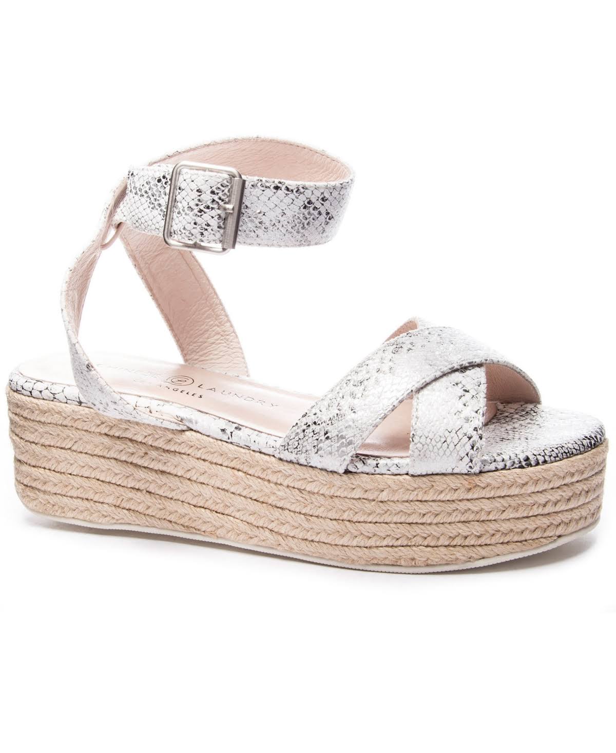 Chinese Laundry Zala Sandal (White/Silver Snake) Womens Sandals EJH8_P8AZB86