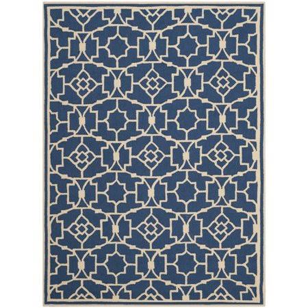 Charlton Home Childers Hand-Hooked Navy/Ivory Area Rug, Blue QNX4_N2MGW15