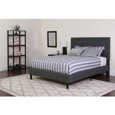 Charlton Home Porcaro Tufted Upholstered Platform Bed, Gray QKW4_K1TFY46