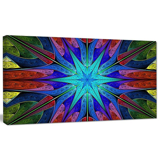 Design Art Stained Glass with Stars Graphic Art on Canvas, Green JBA7_P6NGZ42