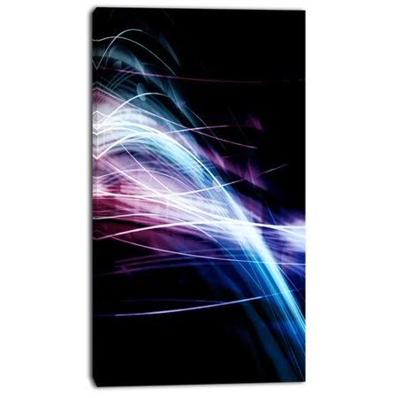 Designart &Purple Blue Lines& Graphic Art on Wrapped Canvas in Black Size: 32x22 H x 16x22 W x 1x22 D TBP6_L2VXQ92