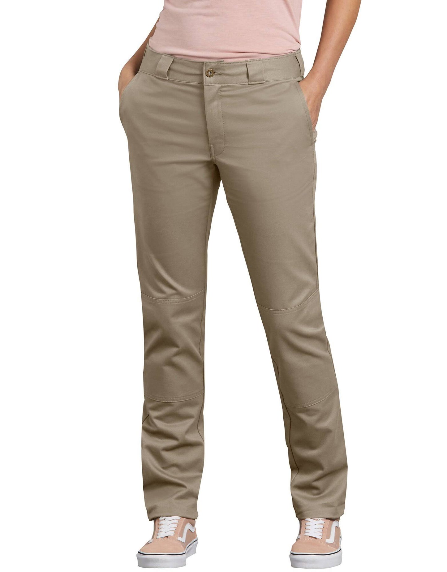 Dickies fp811 Womens Slim Fit Double Knee Pants - Desert Sand, 12 SVF0_X9TBW80