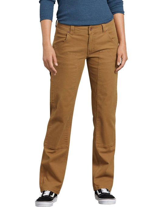 Dickies fd2500 Womens Stretch Double-Front Carpenter Pants - Rinsed Brown Duck, 12 UCJ7_I4DQN62