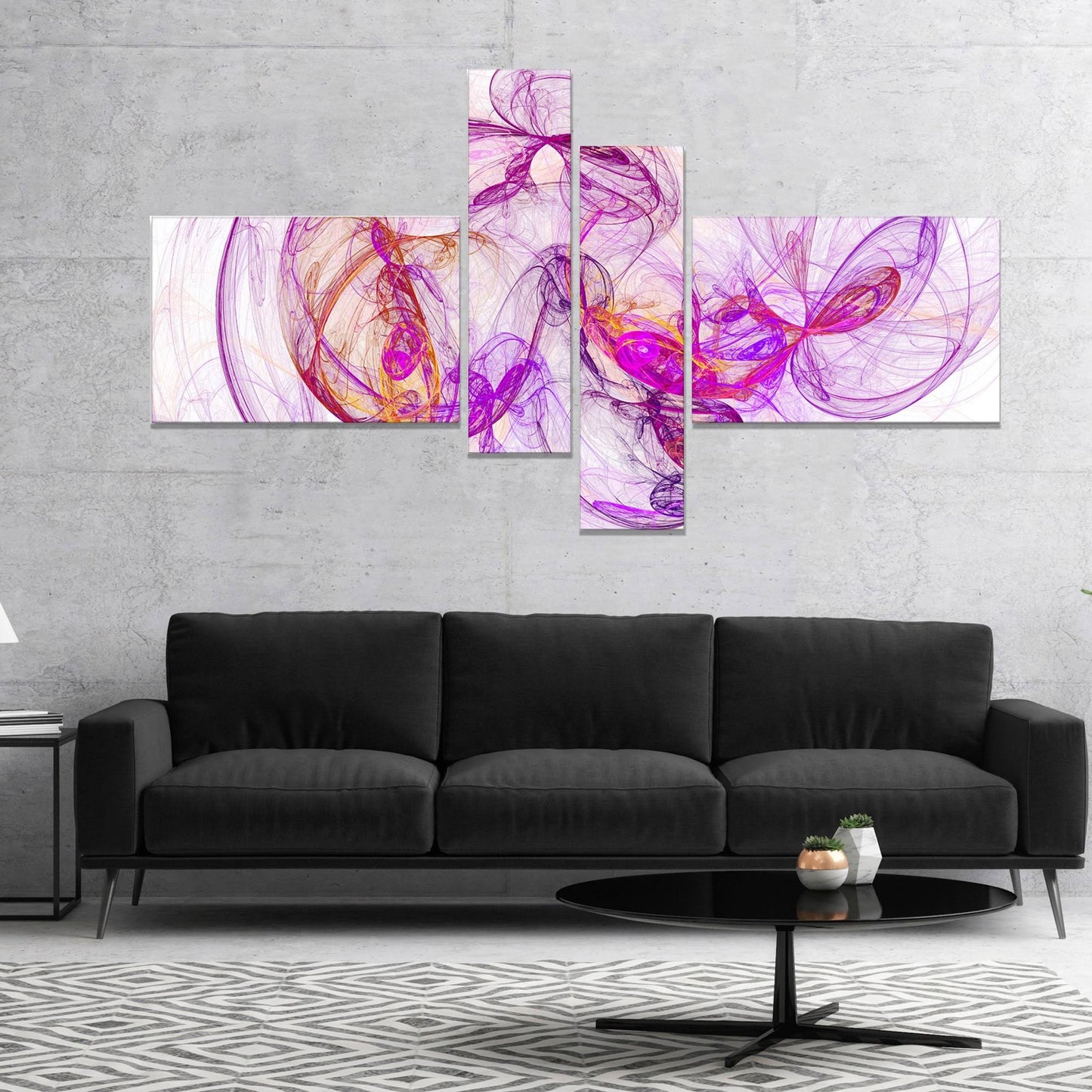 Designart Billowing Smoke Magenta Abstract Canvas Art Print - 60 in. Wide x 32 in. High - 5 Panels TJZ1_J2ZEU48