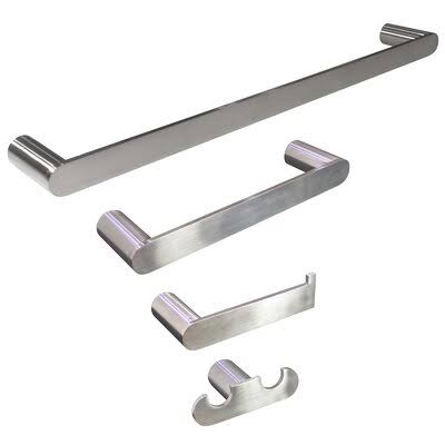 Celeste Designs BA-SAP-BNK-4PC Premium Grade Solid Stainless Steel 4 Piece Bathroom Hardware Set Finish: Brushed Nickel WRA2_M6CGK73