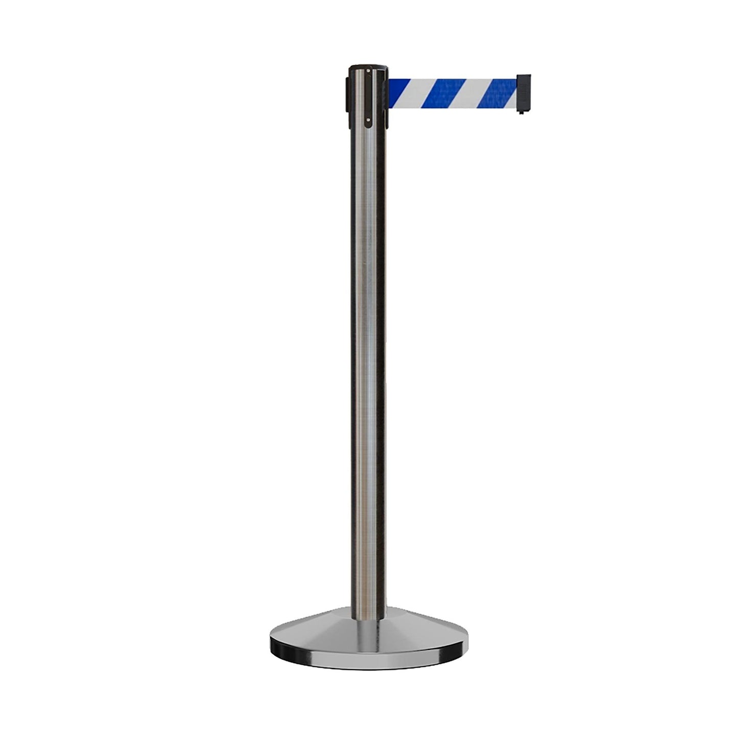 CCW Series RBB-100 Retractable Belt Barrier Satin Stainless Steel Post - 10.5 ft. Belt by Crowd Control Warehouse NJR8_O7EOE27