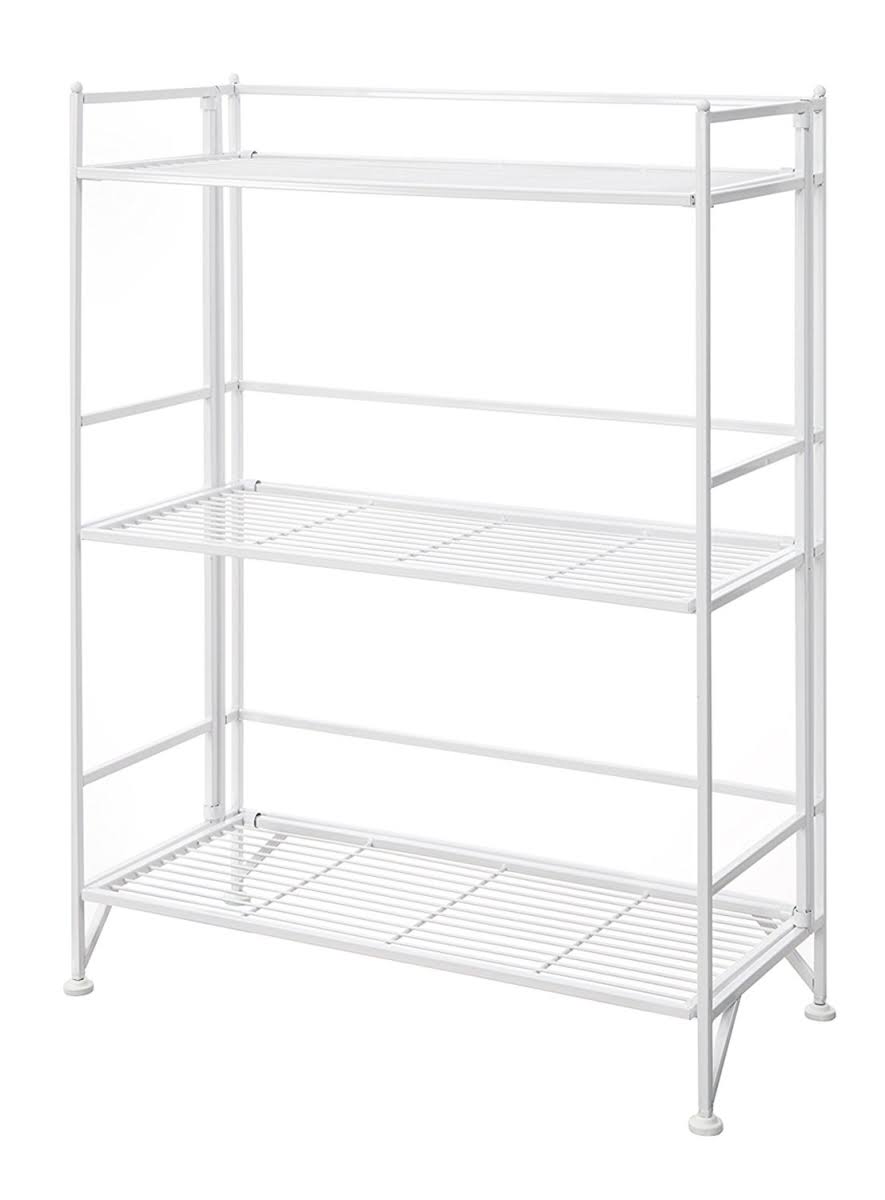 Designs-2-Go Extra Storage 3 Tier Wide Folding Metal Shelf White PEV4_N2FXD51