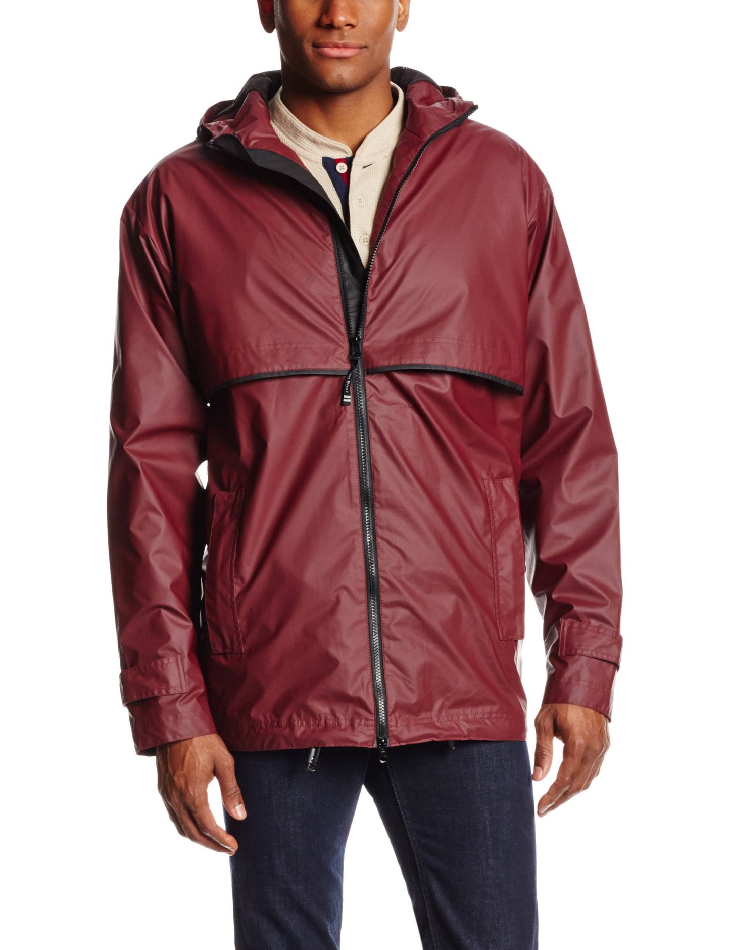 Charles River Apparel Mens New Englander Rain Jacket Maroon / Black 5XL QMS4_S6ESE03