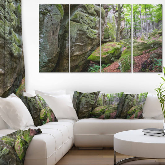 Design Art Wild Deep Moss Forest Ukraine - Landscape Art Print Canvas - Multi-Color, 60 in. Wide x 32 in. High - 5 Panels Diamon BUT5_S2XKD65