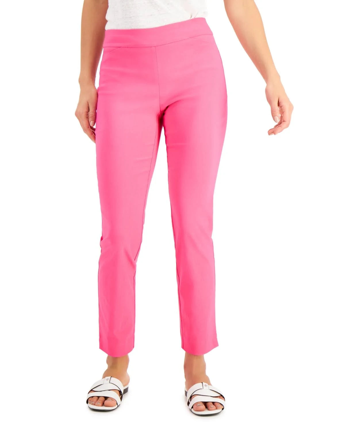 Charter Club Cambridge Skinny Pull-On Tummy-Control Pants, Created for Macy&s - Pink Lightening IBL4_X2WCE78