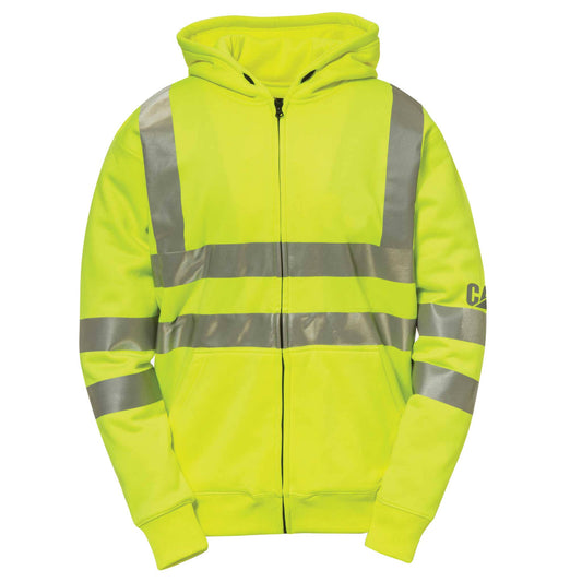 Caterpillar Mens Hi Vis Full Zip Lined Sweatshirt Hi-Vis Yellow 2XL VJR6_C0MMZ52