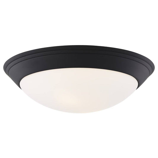 Design Classics Lighting Matte Black Flush Mount Ceiling Light Ceiling 14-inch Wide - Steel Fixture - 4 in x 14 in HAH0_X4RDW07