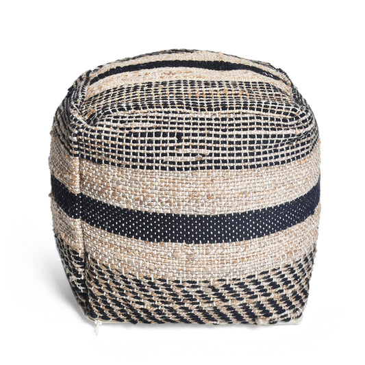 Christopher Knight Home Caiman Pouf, Natural + Black WAU8_Q6SYO77