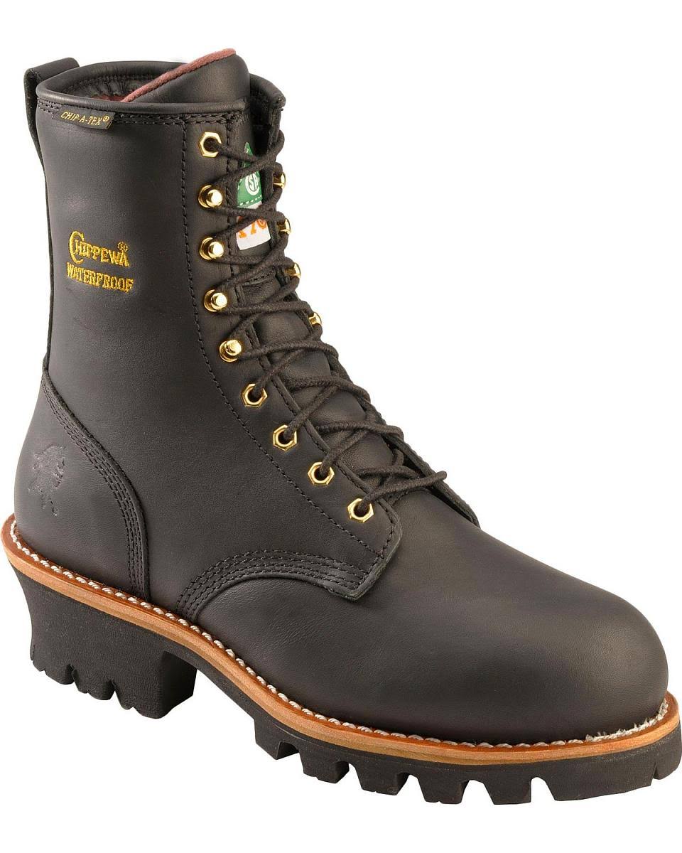 Chippewa Womens Insulated Steel Toe Work Boots, 8 in., Black, L73050 GND2_Q7PWU83