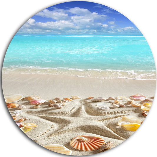 Designart Caribbean Sea Starfish Beach and Shore Circle Wall Art - 29 x 29 - Disc of 29 inch KJG8_F8SJG05