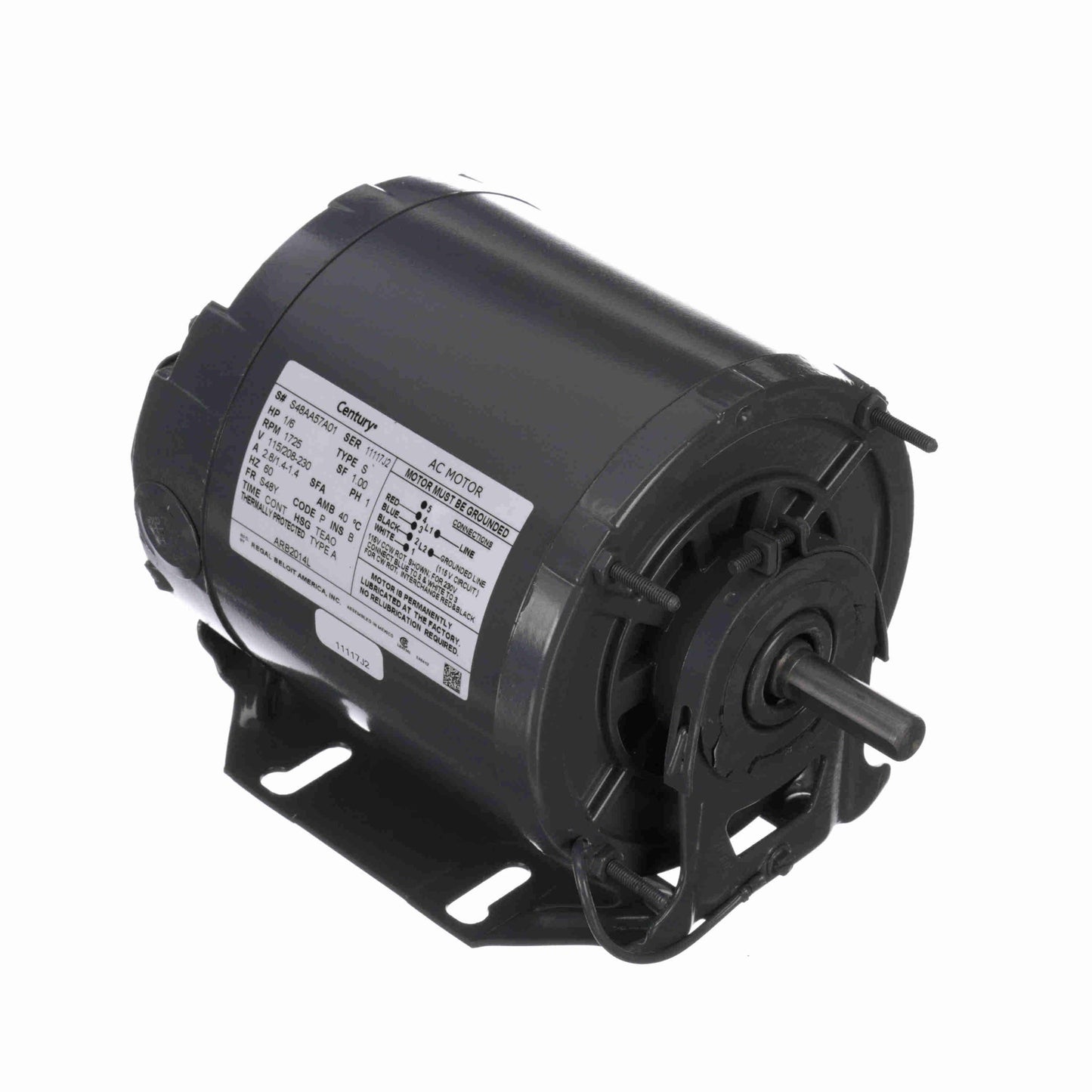 Century Motor SP Ph 1/6 HP 1725 115/208-230V 48Y ARB2014L PWM2_H5TXS76