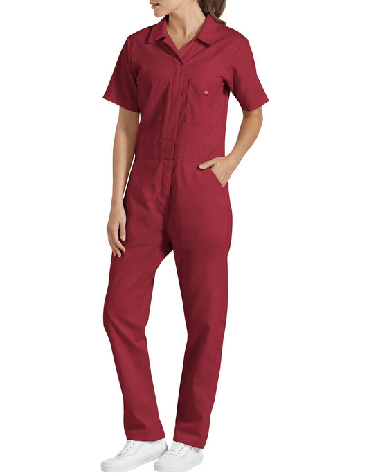 Dickies Womens Flex Temp-iQ Short Sleeve Coveralls, FV332F, Red QRJ6_Y9JIA74