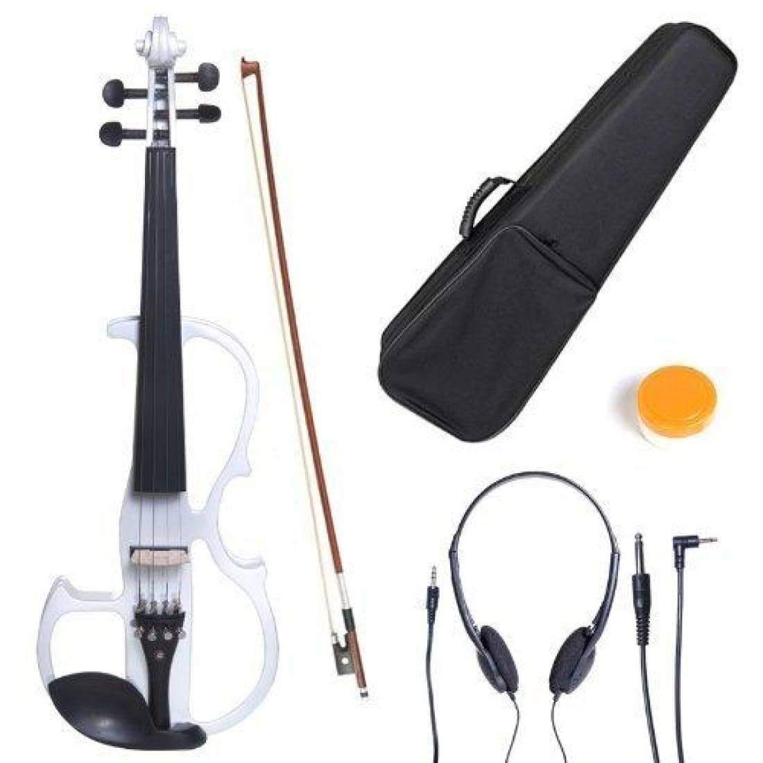 Cecilio 4/4 Cevn-2W Solid Wood Pearl White Electric / Silent Violin with Ebony Fittings in Style 2 (Full Size) MMC7_V3DKC62