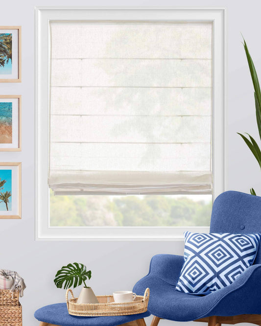 Chicology Cordless Roman Shades, Semi-Sheer - 39x22W x 64x22H - Pacific White HWM9_L2ZLA75