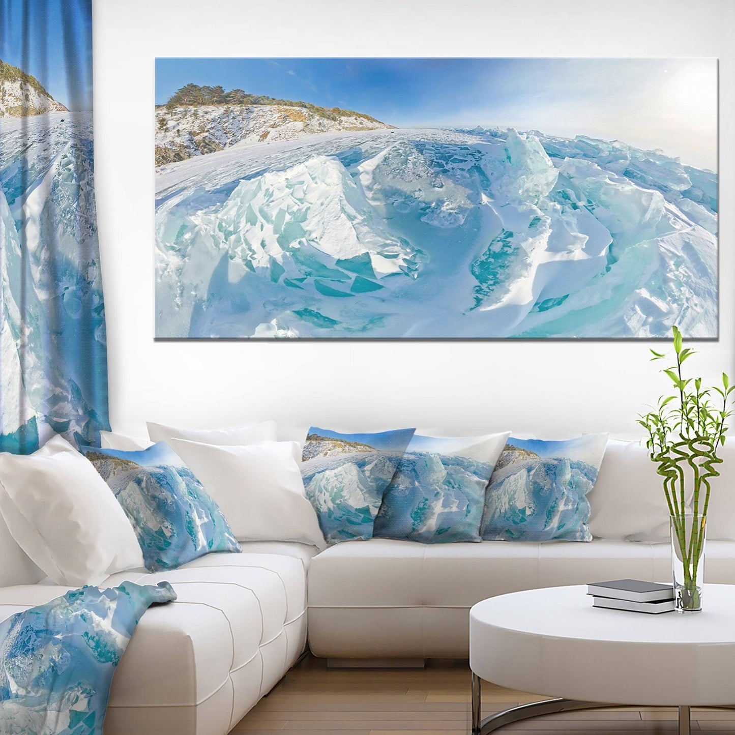 Designart Blue Ice Mountains in Lake Baikal Siberia Photographic Print on Wrapped Canvas Size: 28x22 H x 60x22 W x 1x22 D IEQ9_W1IRD03