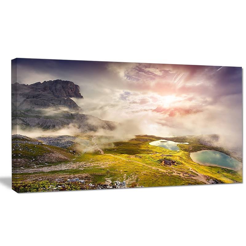 Designart Sunrise on The Lakes Del Piani Large Landscape Art Canvas Print - 32 in. Wide x 16 in. High - 1 Panel XXD2_H4KOU52