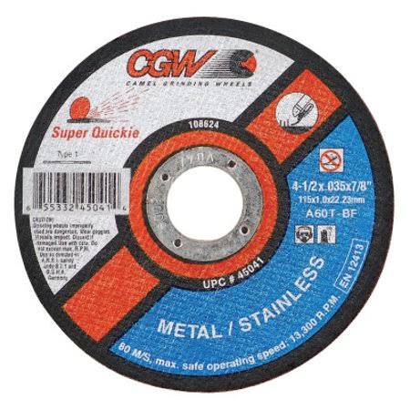 CGW Abrasives Super-Quickie Cut-Off Wheel, 4 1/2 in Dia, .045 in Thick, 60 Grit Alum. Oxide 45042 YNW8_B1UMU27