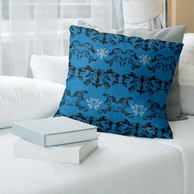 Detroit Football Baroque Square Pillow Cover East Urban Home Color: Blue/Black/Gray, Size: 20x22 x 20 PUQ4_Q1TIV14